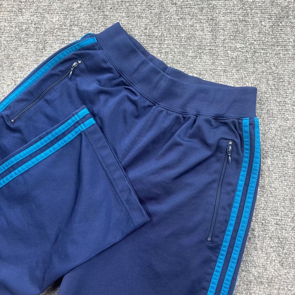 Adidas Track Pants Size Small Navy Blue 3-Stripe‎ Zip Pocket Wide Leg Women's